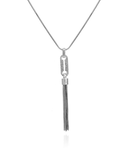 Silver-Tone Long Chain and Tassel Pendant Necklace, 30" + 2" Extender