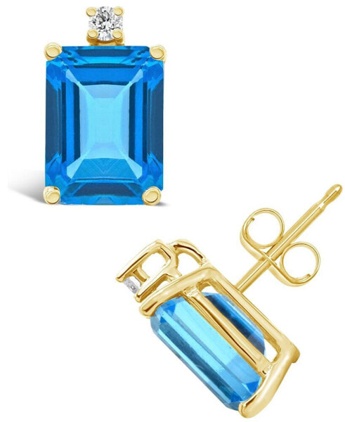 Серьги Macy's Blue Topaz and Diamond Stud