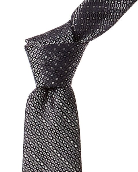 Canali Grey Print Silk Tie Men's Grey Os