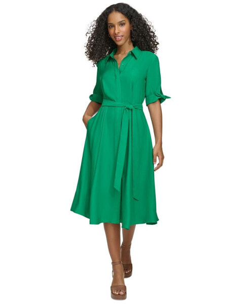 Women's Tied Sleeve Shirtdress