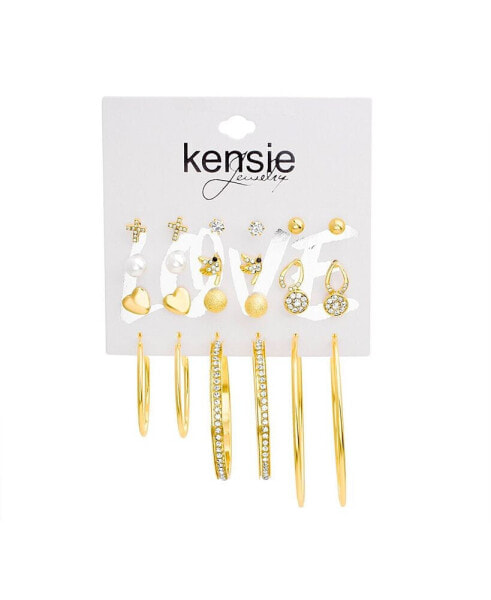 Gold-Tone 12 Piece Multi Charm Earring Set