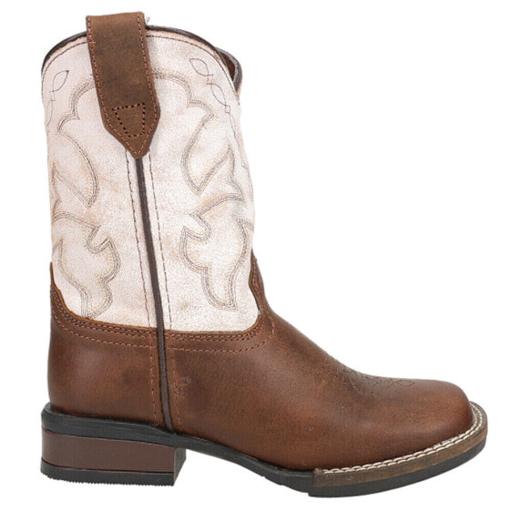 Roper Monterey Square Toe Cowboy Toddler Girls Brown, White Casual Boots 09-018