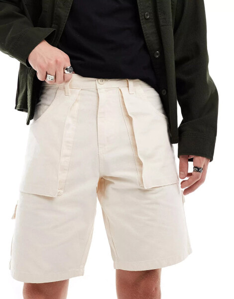 ASOS DESIGN carpenter short in stone