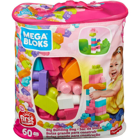 Конструктор MEGA CONSTRUX First Builders Big Building Pink Bag 60 Pieces для детей.