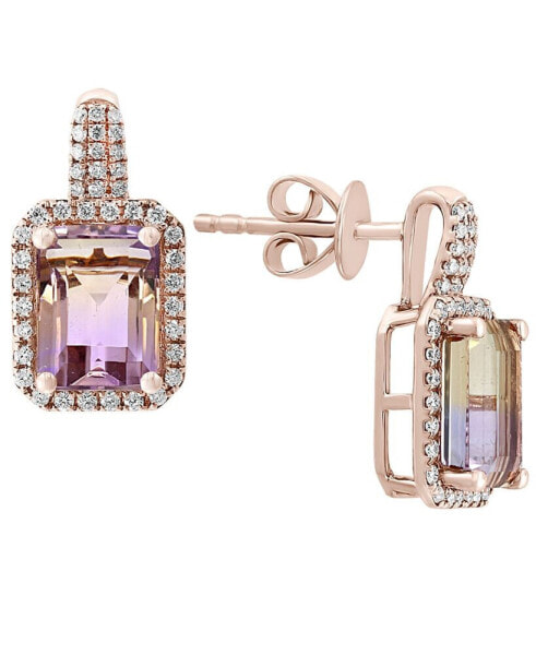 Ametrine (2-7/8 ct. t.w.) & Diamond (1/4 ct. t.w.) Drop Earrings in 14k Rose Gold