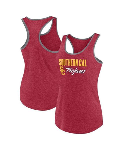 Women's Heather Cardinal USC Trojans Fuel Racerback Tank Top