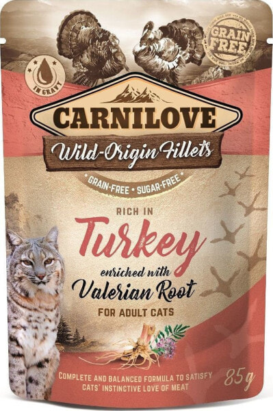 Влажный корм для кошек Carnilove, кусочки с индейкой и валерианой , 85