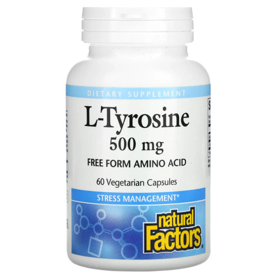 Аминокислоты Natural Factors L-Tyrosine, 500 мг, 60 вегетарианских капсул