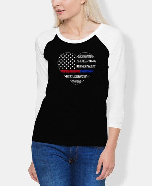 Women's Raglan American Woman Word Art T-shirt