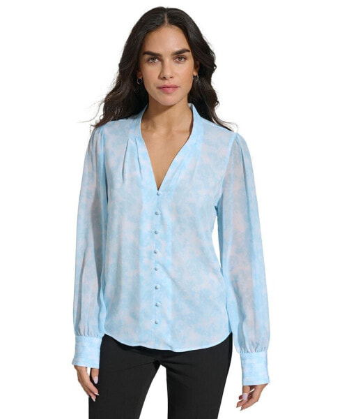 Women's Printed V-Neck Blouse