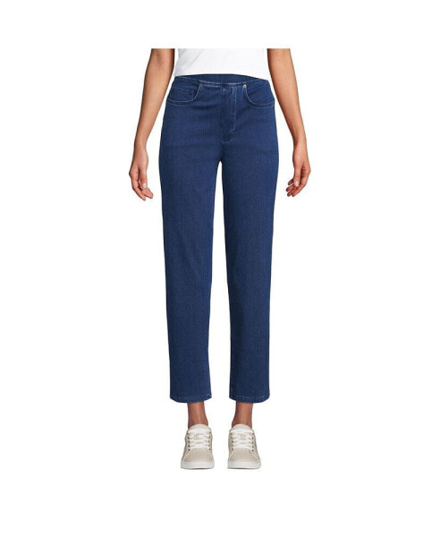 Women's Starfish High Rise Knit Denim Straight Crop Jeans