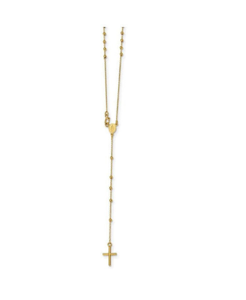 Diamond2Deal 14k Yellow Gold Polished Beaded Rosary Pendant Necklace 16"