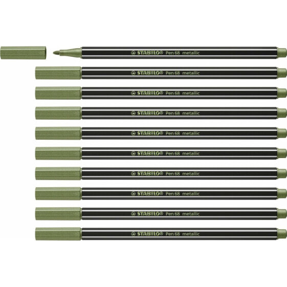 Фетр Stabilo Pen 68 metallic Leaf Зеленый (10 Предметы)