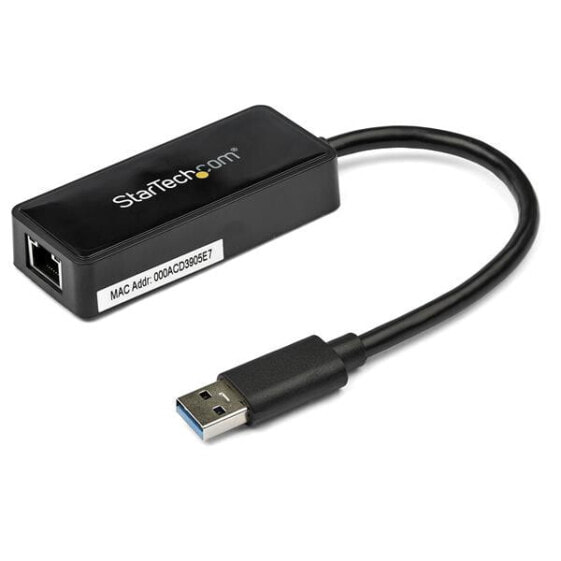 StarTech.com USB 3.0 to Gigabit Ethernet Adapter NIC w/ USB Port - Black - Wired - USB - Ethernet - 5000 Mbit/s - Black