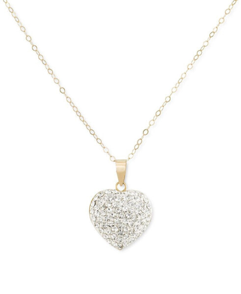 Crystal Pavé Heart 18" Pendant Necklace in 10k Gold