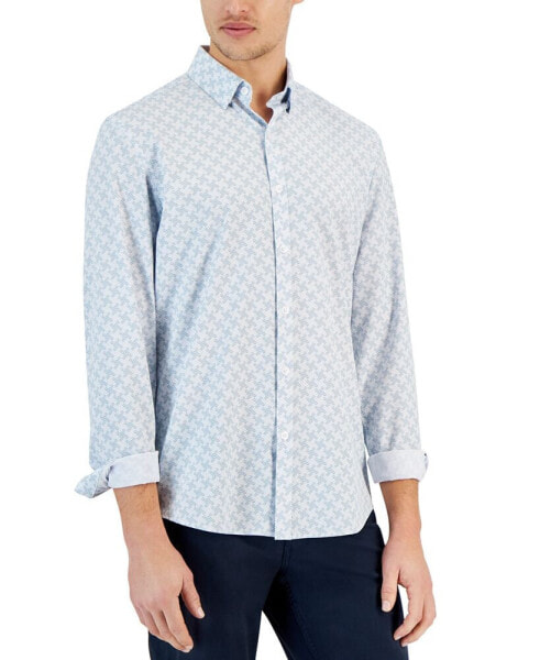 Men's Regular-Fit Houndstooth Stretch Shirt, Created for Macy's