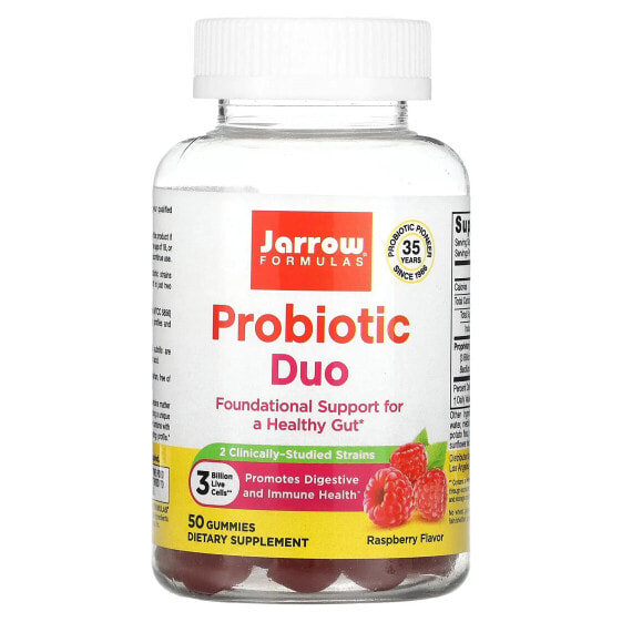 Пробиотический дуэт для пищеварительной системы, малиновые жевательные конфеты, 60 шт - Jarrow Formulas