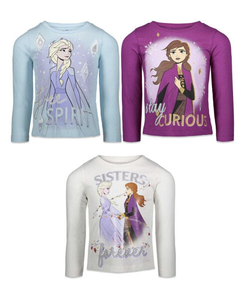 Frozen Princess Anna Elsa Girls 3 Pack T-Shirts Toddler| Child