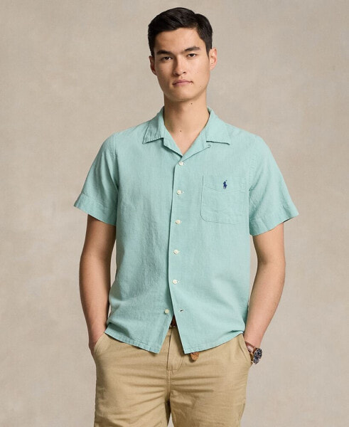 Men's Classic-Fit Linen-Cotton Camp Shirt