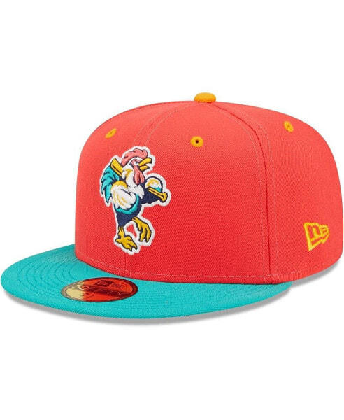 Men's Coral, Turquoise Gallos de Delmarva Copa De La Diversion 59FIFTY Fitted Hat