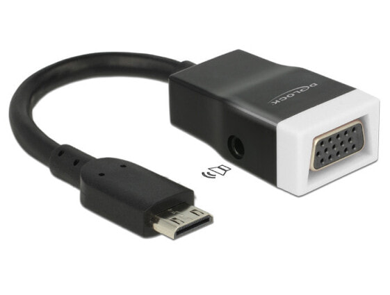 Delock 65588, HDMI Type C (Mini), VGA (D-Sub) + 3.5mm, Male, Female, 1920 x 1200 pixels, Black