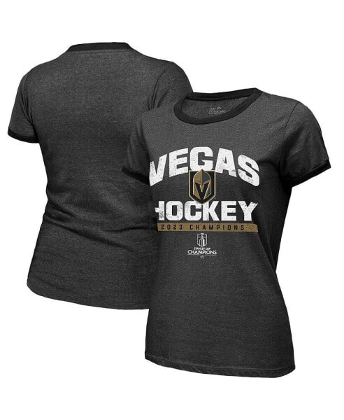 Футболка женская Majestic Threads черная Vegas Golden Knights Чемпионы Кубка Стэнли 2023