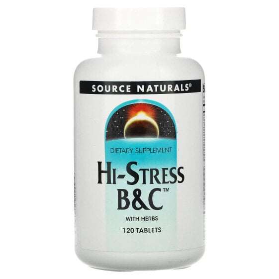Витамины Source Naturals Hi-Stress B&C с травами, 120 таб.