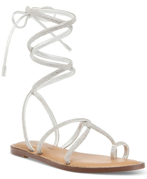 Gennifer Lace-Up Ankle-Tie Flat Sandals, Created for Macy's