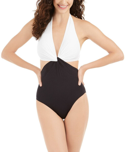 Купальник kate spade new york Color Blocking Knotted Halter One-Piece 249849 размер S
