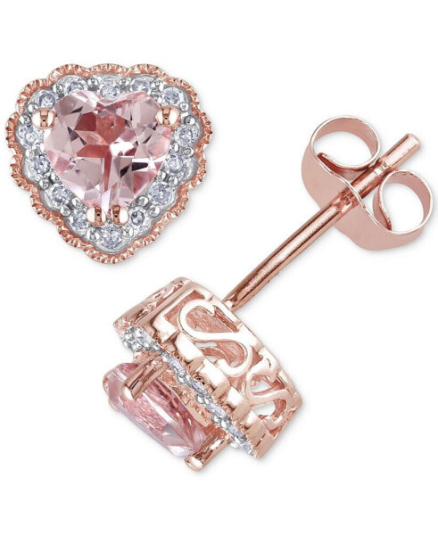 Серьги Macy's Morganite & Diamond Heart