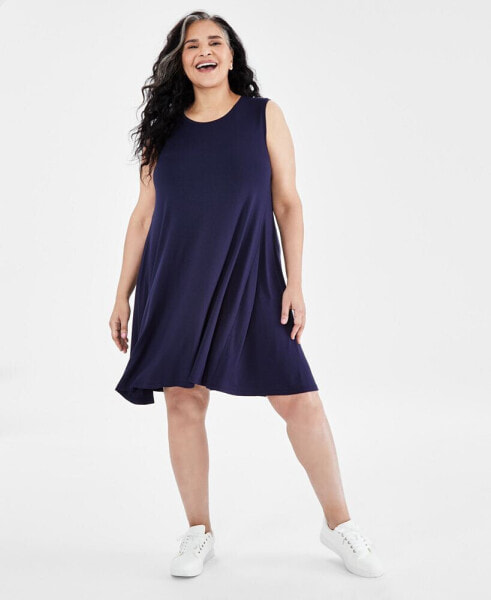 Plus Size Sleeveless Knit Flip Flop Dress, Created for Macy's