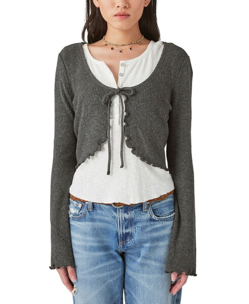 Women's Cloud Ribbed Tie-Front Cardigan