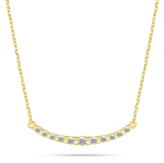 Elegant gold-plated necklace with clear zircons NCL159Y