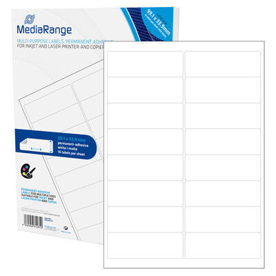 MEDIARANGE MRINK147 - White - Permanent - 99.1 x 33.9 - A4 - Matte - Laser/Inkjet