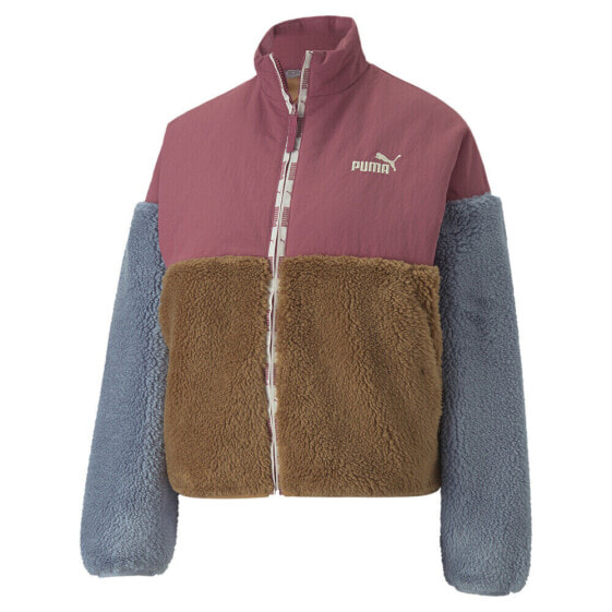 Puma Sherpa Full Zip Jacket Womens Brown, Purple Casual Athletic Outerwear 84940