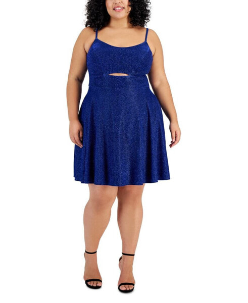 Trendy Plus Size Cutout Metallic Skater Dress