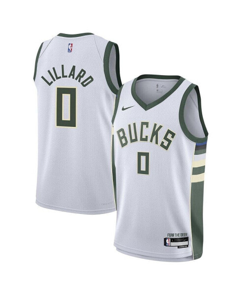 Big Boys Damian Lillard White Milwaukee Bucks Swingman Jersey - Association Edition