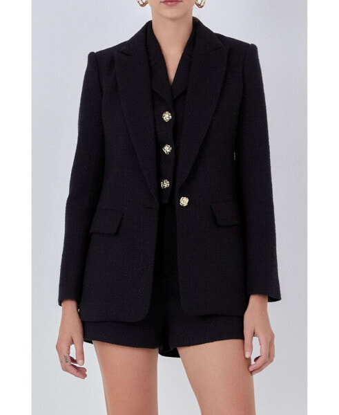 Women's Tweed Single Breast Blazer