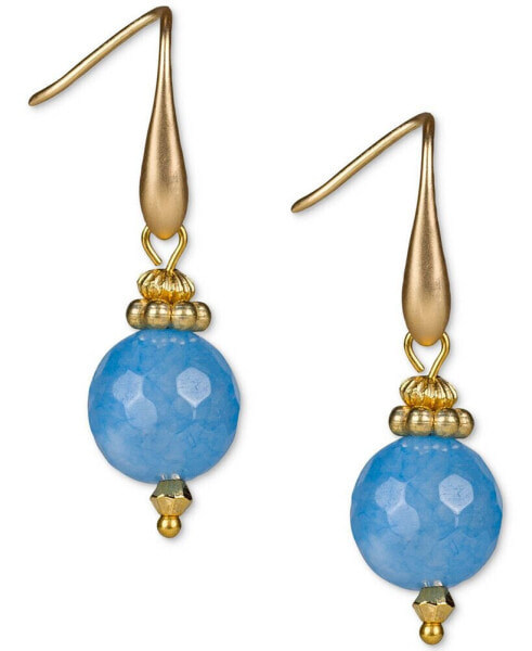 Gold-Tone Gemstone Bead Drop Earrings