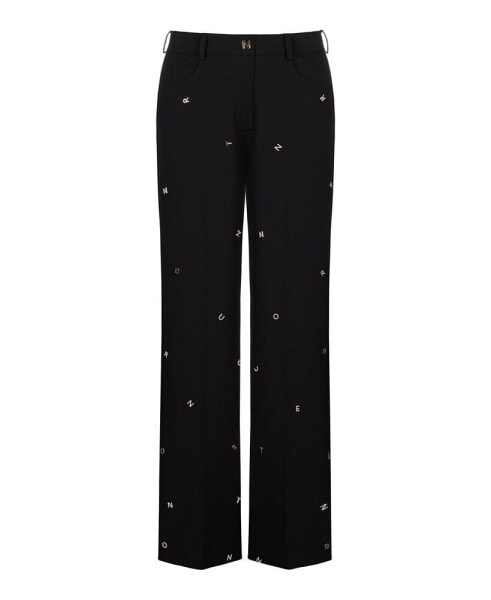 Women's Metallic Letter Detailed Pants