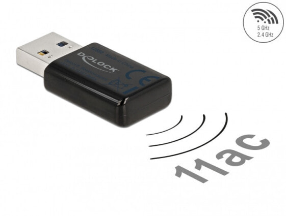 Delock 12550 - Wireless - USB - WLAN - Wi-Fi 5 (802.11ac) - Black