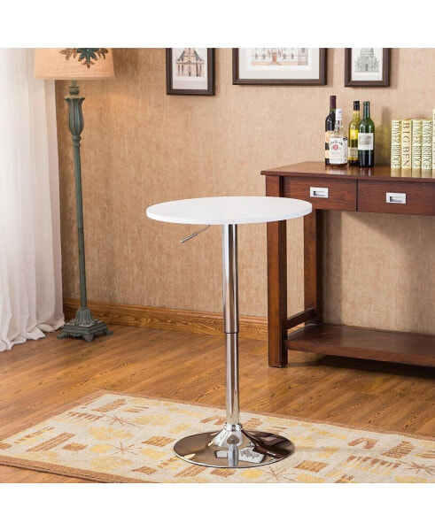 Adjustable Wood and Metal Bar Table in White