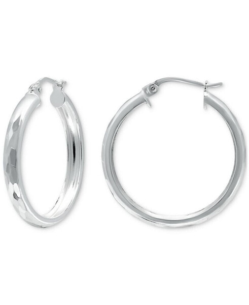 Textured Tube Small Hoop Earrings in Sterling Silver, 25mm, Created for Macy's