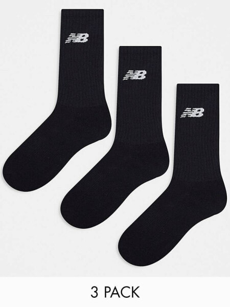 New Balance logo crew socks 3 pack in black