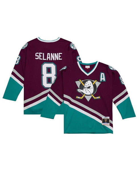 Men's Teemu Selanne Purple Anaheim Ducks 1996/97 Alternate Captain Patch Blue Line Player Jersey