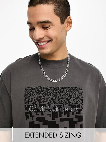 Calvin Klein Jeans graphic oversized t-shirt in grey - exclusive to ASOS