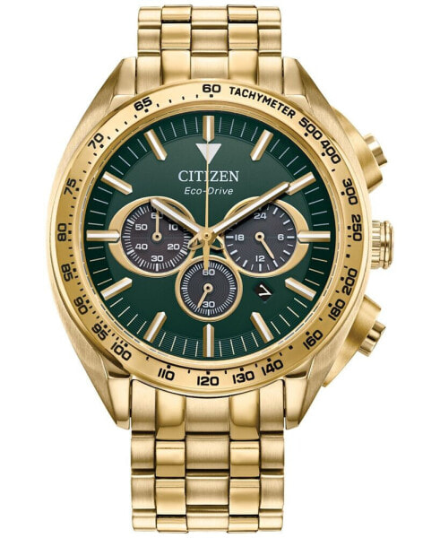 Eco-Drive Men's Chronograph Sport Luxury Gold-Tone Stainless Steel Bracelet Watch 43mm