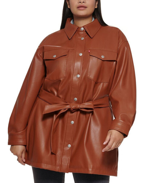 Trendy Plus Size Belted Jacket