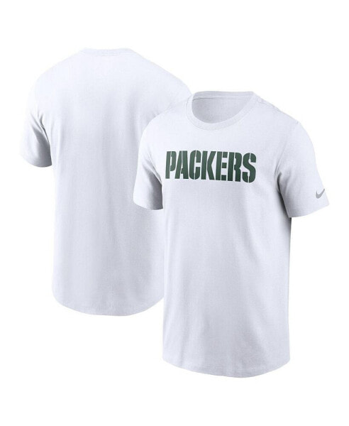 Men's White Green Bay Packers Primetime Wordmark Essential T-Shirt