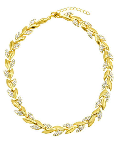 14K Gold-Plated Crystal Leaf Necklace